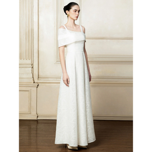 ชุดเดรสเปิดไหล่สำหรับผู้หญิงเดรสหรูหรามีคุณภาพระดับพรีเมี่ยมเดรสทรงเอ72% ผ้าใยสังเคราะห์28% ผ้าโพลีเอสเตอร์แบรนด์หรู - Product Image 1