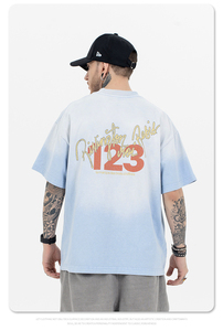 Pakistan fait sur mesure col rond tricoté hommes T-Shirts unisexe Vintage lettre impression surdimensionné coupe décontracté à manches courtes 220 grammes - Product Image 3