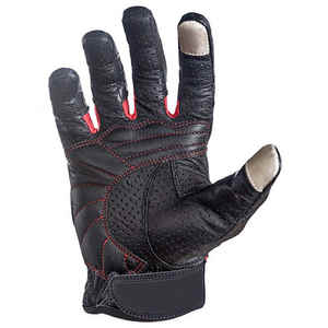 Guantes negros para motocicleta, cuero de vaca perforado, dedos acolchados de goma, logotipo OEM, precio bajo, venta al por mayor, guantes para motocicleta - Product Image 3