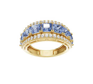 Bague élégante en or 14 carats avec diamant de laboratoire bleu nuit pour femme, cadeau de fiançailles, de mariage ou d'anniversaire - Product Image 3