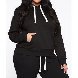 Ensemble de survêtement pour femme, coupe classique, uni, écologique, sweat-shirt en molleton, pantalon, respirant, décontracté, hiver - Product Image 2