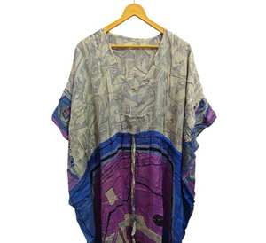 High demanded multi color Robe Bikini <b>Cover</b> <b>Up</b> Night Wear Long Robe Handmade Indian Vintage Recycled Silk made <b>kimono</b> - Product Image 3