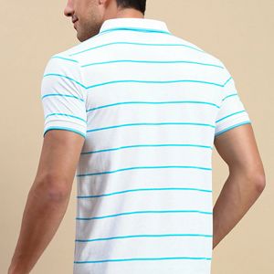 Polo à manches courtes en coton bicolore personnalisé pour homme avec logo brodé et tissu tricoté à motif solide avec col - Product Image 2