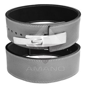 High Quality Cowhide Leather <b>Weight</b> Lifting Belt Breathable <b>Training</b> Protector with Red Lever for Optimal Lifting Performance - Product Image 1