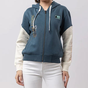 Sudadera con capucha de bloque de Color para mujer, novedad de 2024, sudaderas con cremallera a la venta - Product Image 1
