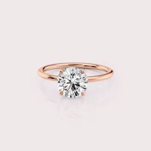 IGI Certified Round Cut Lab Grown Diamond Solitaire Engagement And Wedding <b>Ring</b> in 14K Yellow / White & Rose Gold - Product Image 5
