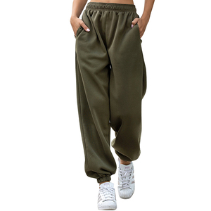 Pantalones Palazzo de talla grande de alta calidad para mujer, pantalones de pierna ancha largos sueltos con cintura elástica de algodón y poliéster - Product Image 2