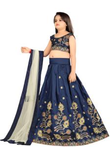 Lehenga Choli Dupatta Shoryam pour filles, entièrement cousu, de qualité supérieure, tendance |   Vêtements pour enfants pour fêtes et mariages |   Robe traditionnelle indienne longue jusqu'au sol - Product Image 3