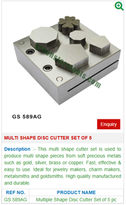 GS 589AJ Jeu de fraises à disques multi-formes en acier, état neuf, avec 5 moules pour outils et équipements de bijouterie - Product Image 2