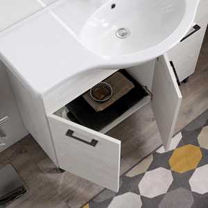 Mueble de Baño Ravenna de 105 cm con Lavabo, Roble Blanco y Detalles en Negro - Product Image 5