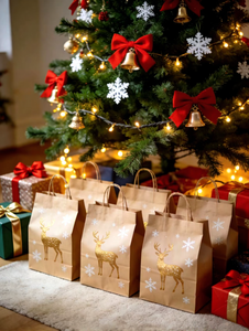 Bolsas de Regalo de Papel Kraft Personalizables al por Mayor - Bolsas de Mano con Estampado de Lámina Dorada Holográfica para Fiestas/Embalaje de Regalos - Product Image 5