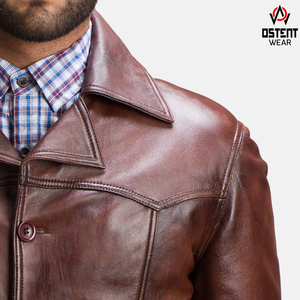 Veste en cuir véritable coupe ajustée et élégante pour hommes, design moderne avec col montant, vente en gros pour la mode de tous les jours, toutes les saisons - Product Image 4