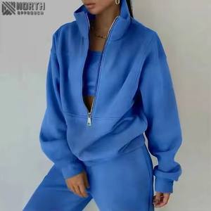 2025 femmes survêtement survêtement deux pièces demi fermeture éclair pull sweat et pantalon de survêtement ensemble tricoté costumes pour femmes hommes - Product Image 3