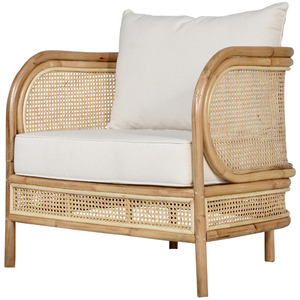 Liza Rattan Garden <b>Chair</b> with <b>Teak</b> Solid Wood Material and Chusion for Indoor Outdoor Use. - Product Image 5