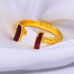 Anillo ajustable de estilo vintage de moda con piedras preciosas de turmalina chapadas en oro de Plata de Ley 925 para boda - Product Image 3