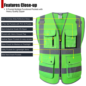 Gilet de sécurité haute visibilité respirant imperméable à séchage rapide polyester/nylon vêtements de travail avec caractéristiques réfléchissantes - Product Image 3