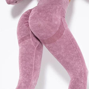 Vente flash : Ensemble de sport pour femme de haute qualité, lavage à l'acide, taille élastique, automne, pantalon de sport taille haute, soutien-gorge de sport - Product Image 5