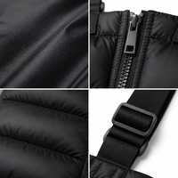 Combinaison matelassée en nylon pour femme noire, avec fermeture éclair sur le devant et bretelles réglables, vêtement d'extérieur d'hiver