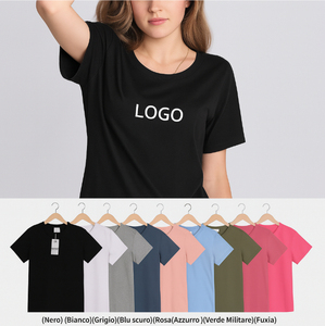 OEM personalizado Logo Apliques Mujer Slim Fit Camiseta Básica Top Verano 100% Algodón Unisex - Product Image 1