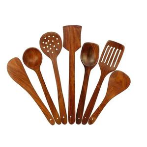 Venta al por mayor de herramientas de cocina de madera de teca natural baratas personalizadas, cucharas de madera, espátula, utensilios de cocina, juegos de utensilios - Product Image 5