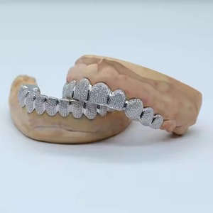 Iced Out sterling <b>silver</b> Moissanite Diamond Grillz The Ultimate Statement for Rap Battles and Stage Performances - Product Image 3