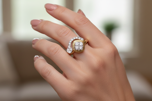 Anillo de Compromiso y Matrimonio de Lujo con Diamantes y Oro de Alta Calidad para Mujer - Product Image 6