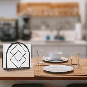 Porte-serviettes en acier inoxydable de couleur noire de qualité supérieure de grande taille parfait pour la décoration de table à manger élégante Home Essentials - Product Image 4