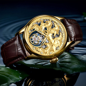 นาฬิกาข้อมือผู้ชาย Tourbillon ระบบอัตโนมัติ ขนาด 42 มม. โครงสร้างโปร่งแสง พร้อมฟังก์ชั่น Flying Tourbillon เรืองแสง สายหนังแท้ - Product Image 4