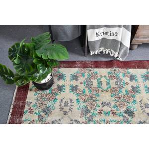 Alfombra turca Vintage tradicional rojo Beige 4,8x8,2 pies área grande respaldo de látex de lana 10mm de espesor Patchwork para habitación de pasillo - Product Image 1