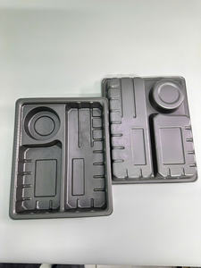 Vente en gros PET Matériau Blister Processus-Personnalisé Jetable Biodégradable Rectangulaire de Qualité Alimentaire Plateaux en Plastique Noir - Product Image 3