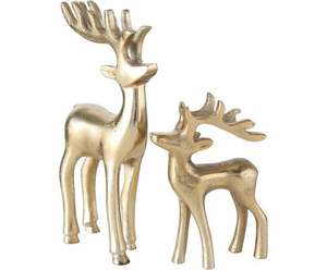 Moderno Juego de Esculturas de Reno de Metal Dorado, Figuras de Ciervo con Acabado de Latón de Lujo para Decoración del Hogar, Centro de Mesa Navideño y Bodas - Product Image 1