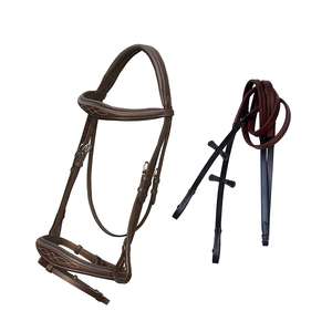 Brida snaffle con acolchado Tamaño completo Marrón Brida de cuero occidental de alta calidad Western Heavy Duty Headstall Cowboy Rawhide - Product Image 3