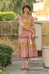 Tendencia otoño 2024 ropa de mujer diseñador marca mujer floral bloque estampado Vestido Mujer señora elegante niñas vestido Casual con cinturón - Product Image 5