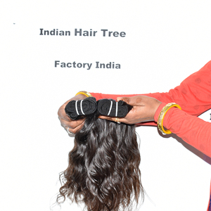 Extensions de cheveux humains indiens de haute qualité, ondulées, Remy, pour femmes, longues, douces, soyeuses, tissage indien, double trame, par Export - Product Image 2