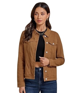 Venta al por mayor OEM 2025 personalizado Jeans Mujeres Turn-Down Collar recortado Jean Chaquetas para mujeres Loose Denim Jacket Mujeres - Product Image 1