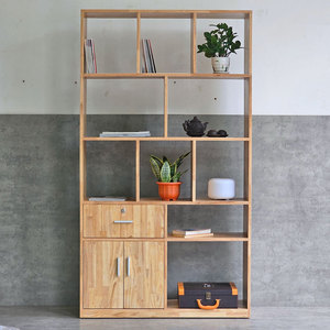 KTB68145 ชั้นวางของตกแต่งพร้อมลิ้นชัก 100x30x180 ซม. ไม้ยางพารา แบบตั้งพื้น สำหรับติดตั้งในห้องนั่งเล่น - Product Image 3