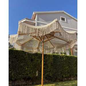 Sombrilla de Macramé Bohemia Hecha a Mano, Cuadrada, de Bambú, Decoración para Patio, Gimnasio, Hotel, Playa, Jardín, Base Incluida - Product Image 2