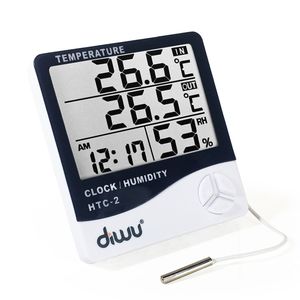 Thermomètre hygromètre d'intérieur Diwu-2 avec horloge, calendrier et sonde en plastique - Product Image 2