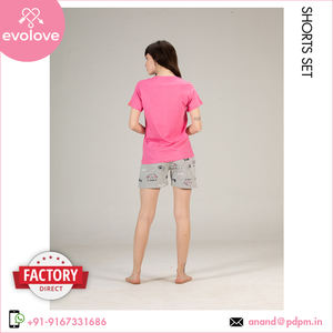 Kitty Kat Color rosa y gris 100% algodón hecho ropa de dormir ropa de noche 2 piezas pijama pantalones cortos Coord Set a precio razonable - Product Image 6