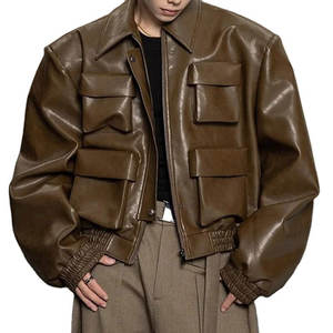 Chaqueta de Motocicleta para Hombre, Cuello Alto, Cuero Genuino, Invierno, Cierre Frontal, Casual, Resistente al Viento, Impermeable, Transpirable, Secado Rápido, Estilo Urbano - Product Image 4