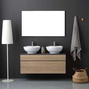 ตู้ห้องน้ำหน้าไม้แอนทราไซต์พร้อมกระจกเซี่ยงไฮ้ขนาด 120x60 - Product Image 1