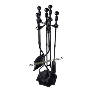 Juego de 5 Herramientas para Chimenea de Hierro Forjado de Alta Calidad, Personalizadas, en Oferta, con Soporte y Mangos Negros, Ecológicas, para Uso Interior y Exterior - Product Image 3