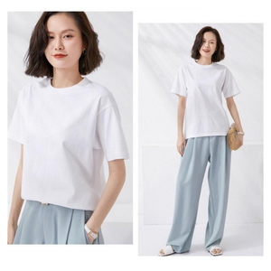 T-shirts d'été à manches courtes de couleur unie pour femmes, col en O 100% coton, T-shirts décontractés pour femmes, T-shirt personnalisé pour hommes - Product Image 2