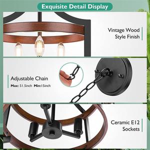 Lampu gantung rumah pertanian, lampu hias gantung besar Vintage Semi Flush Mount langit-langit gaya Vintage dapat disesuaikan