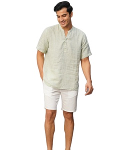 <b>Men's</b> <b>White</b> Cotton <b>Linen</b> Regular Fit <b>Shorts</b> - Product Image 1