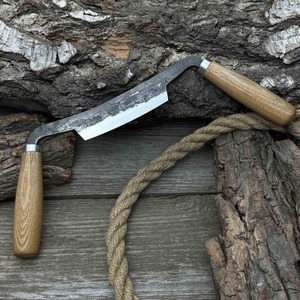 Cuchillo de carpintero para proyectos de madera Hoja afilada de acero al carbono, mango de madera de Fresno, Funda de cuero - Product Image 5