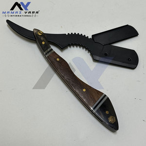 Rasoir professionnel en bois de barbier rasoir droit de qualité de salon coupe gorge Shavette avec sac de rangement en cuir PU - Product Image 2