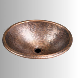 อ่างล้างหน้าทองแดงทรงรีแบบตอกลาย งานแฮนด์เมดสุดหรู ผู้ผลิตขายส่งแบบ OEM - Product Image 2