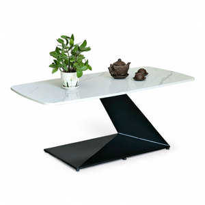 Modern Rectangular Stone Top Coffee <b>Table</b> 110x55x45cm Iron Legs Living Room Furniture <b>Side</b> <b>Table</b> Durable Set - Product Image 1