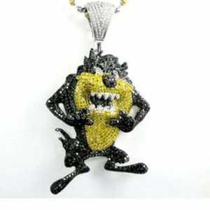 14K dos tonos chapado en oro 3.30Ct corte redondo Real Moissanite conejito colgante de dibujos animados para fiestas - Product Image 4